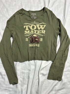 PIXAR Green Long Sleeve Tow Mater Graphic Tee